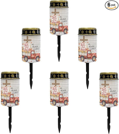 Fall for Jesus Cemetery Lights for Grave,Solar Garden Lights Solar Pathway Lights Outdoor Waterproof Garden Lights Solar Powered Fairy Lights Yard Solar Walkway Lights Spotlights-Warm White