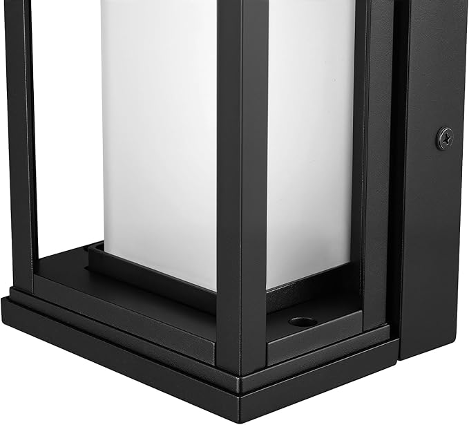Globe Electric 12W LED Integrated Outdoor Wall Sconce, Matte Black, Frosted Glass, Dusk to Dawn Sensor, Dimmable | Lumora