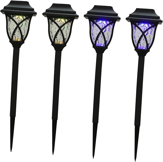 Angoily 4pcs Solar Garden Lights Led Lawn Lamp Solar Powered Outdoor Landscape Light for Pathway Decor and Festivals Easy Installation with No Wiring Needed