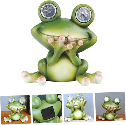 BESPORTBLE Frog Decorative Outdoor Solar Light Resin Craft Ornament Garden Landscape Lamp Easy Install Solar Pathway Lights