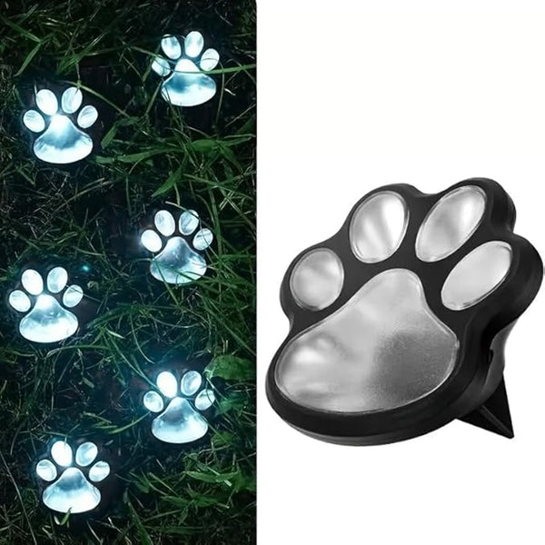 Solar Outdoor Lawn Lamp - IP55 Waterproof, Cute Paw Print Design, White/Warm Tone, No Assembly Required, Ready to | Lumora