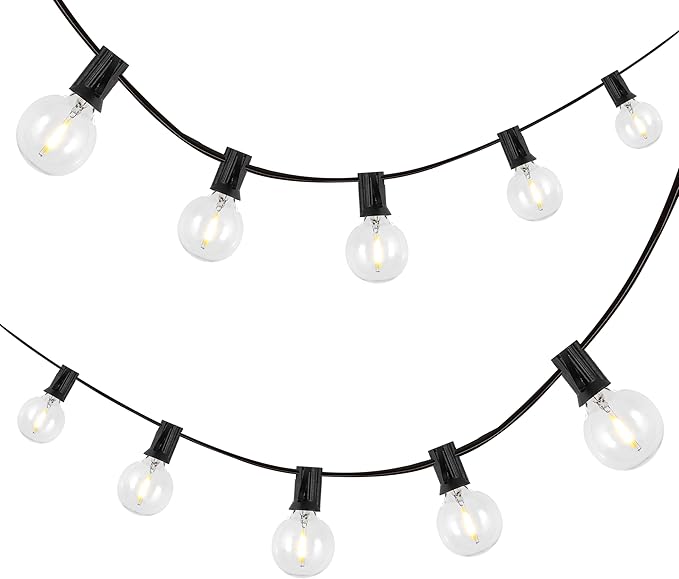 JONATHAN Y JYL8700A-SET2 25' Set of 2 Outdoor Globe String Lights with 25 G40 Bulbs, UL Listed Waterproof Patio Lights, Connectable Hanging Lights for Backyard, Porch, Wedding, Party Decor, Black