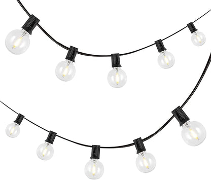 JONATHAN Y JYL8700A-SET2 25' Set of 2 Outdoor Globe String Lights with 25 G40 Bulbs, UL Listed Waterproof Patio Lights, Connectable Hanging Lights for Backyard, Porch, Wedding, Party Decor, Black