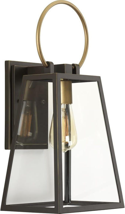 Progress Lighting Barnett Collection 1-Light Clear Glass Farmhouse Outdoor Medium Wall Lantern Light Antique Bronze