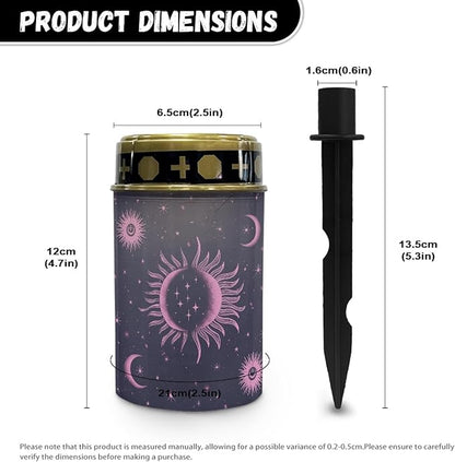 Outdoor Solar Lights for Homs,Moon Star and Sun Landscape Lighting & Accessories Black Solar Lantern,Solar Powered Fairy Lights for Outside Flame Warm White Lights Stoplight