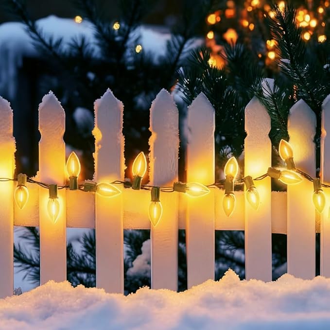 C9 Clear Christmas String Lights, 50FT 52 Bulbs Bright & Warm Outdoor Christmas Lights, Outdoor Indoor Xmas | Lumora