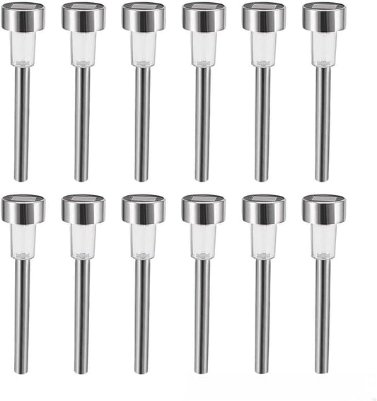 12 Pack Solar Ground Light Pathway 7 Light Color Lamp Stainless Steel Silver (id: 332 078 076 dc8 fd4