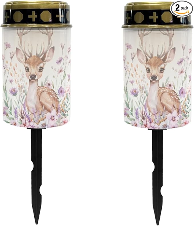 Deer Floral Outdoor Solar Garden Stake Lights,Waterproof Solar Lights for Outdside Lantern Landscape Decorative Lighting for Yard Patio,Wall Lights Auto On & Off