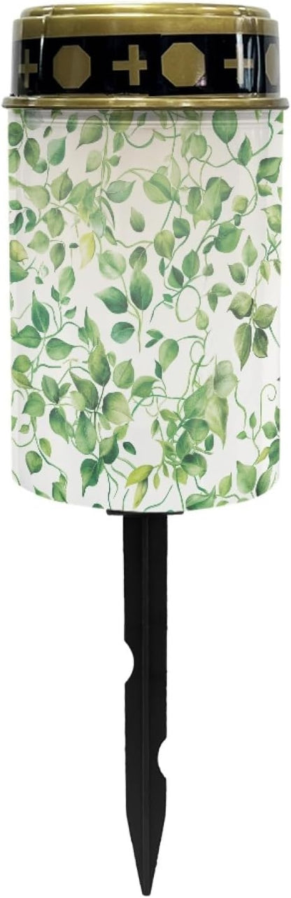 Leaves Green Solar Lights Outdoor Waterproof Pathway Lights Garden Decorative for Yard Patio Walkway Decoration for Grave Solar Lights Wall Light Auto On/Off