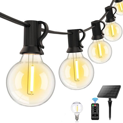 Sxminer Solar Outdoor String Lights, 31ft Wish 26LED Waterproof Shatterproof G40 Bulbs, USB Rechargeable Portable Edison Patio String Lights for Porch,Backyard, Garden, Pool, Party, Camping