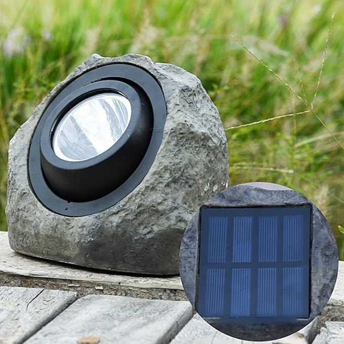 IP65 Waterproof Solar Stone Light for Garden Pathway and Patio Outdoor Lighting Featuring Solar Powered LED and Two Adjustable Lighting Modes