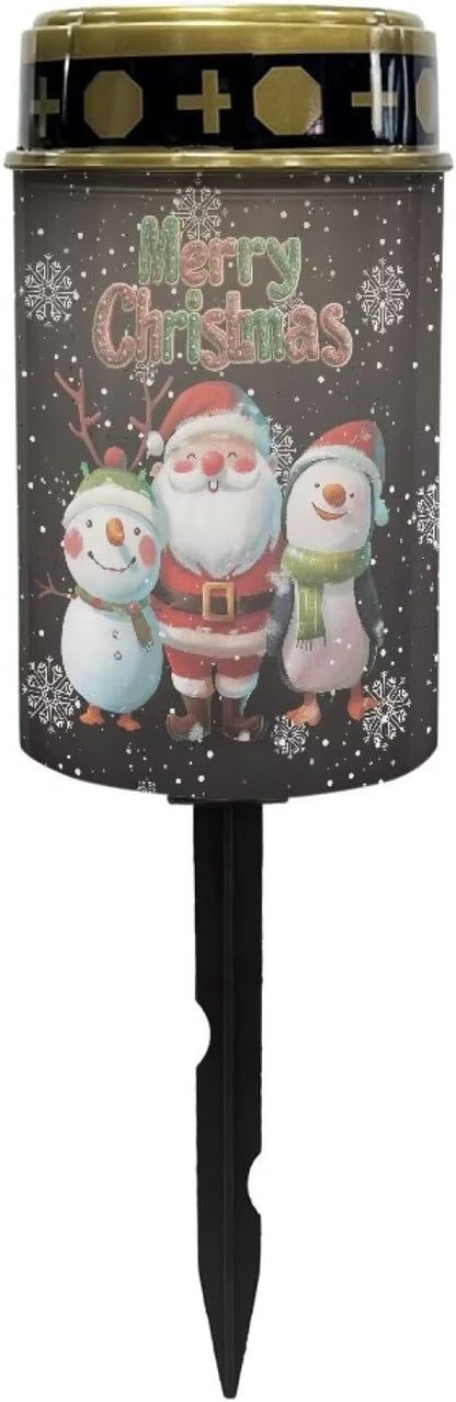 Christmas Santa Snowman Solar Garden Stake Lights Solar Lights Outdoor Garden for Cemetery Grave Decorations, Memorial Gift, Christmas Yard Art, Sympathy Gifts
