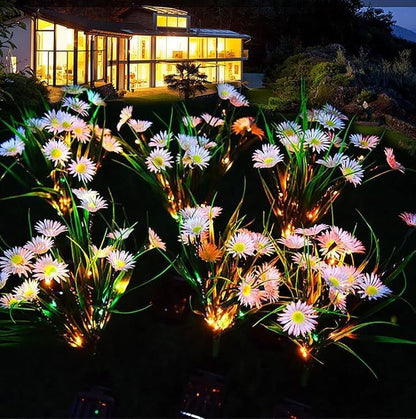 Solar Flower Lights Outdoor, Waterproof LED Daisy Flowers Solar Stake Decorative In-Ground Lights 2Mode for Garden Landscape Yard Pathway Wedding Party (White, 1Pack)
