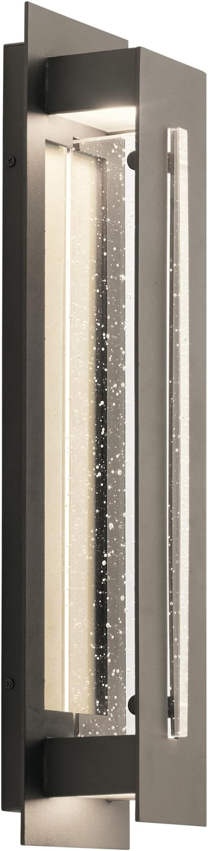 Kichler River Path 23" LED Outdoor Wall Light in Olde Bronze®, 1-Light Contemporary Exterior Wall Sconce with Clear Seeded Glass, 3000K, (23" H x 5.5" W), 49946OZLED