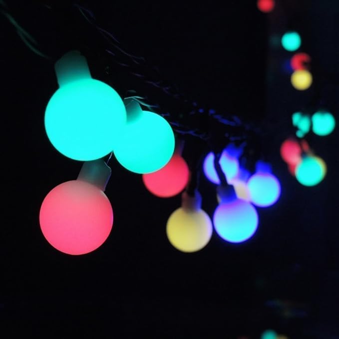 ELEOPTION Smartyard Led String Lights Solar Powered Outdoor Waterproof Night Light Decorative Lights for Outside Garden Camping Patio Party Holiday Wedding (Ball, Colorful)