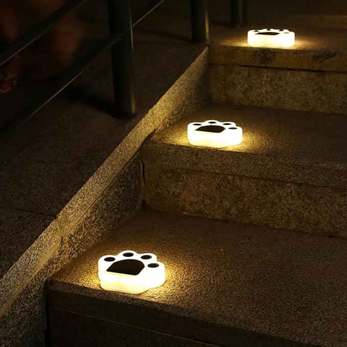 Solar Ground Lights LED Cat Paw Garden Solar Lights in-Ground Pathway Lights Outdoor Lamp Warm Lighting for Garden Pathway Lawn Patio Yard Landscape.