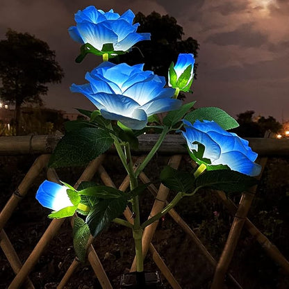 Solar Garden Stake Lights, Rose Flowers Lights LED Solar Stake Lights with 5 Roses Waterproof for Garden, Yard, Christmas Pathway, Grave Decor