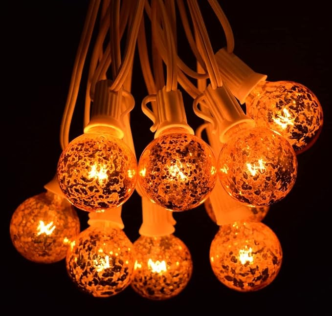 Hometown Evolution, Inc. Gold Outdoor Patio String Lights (10 ft, G40 Gold 1.6" Bulbs - White Wire) | Lumora