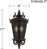John Timberland Casa Marseille Vintage Outdoor Wall Light Fixture Veranda Bronze 17" Champagne Hammered Glass for | Lumora