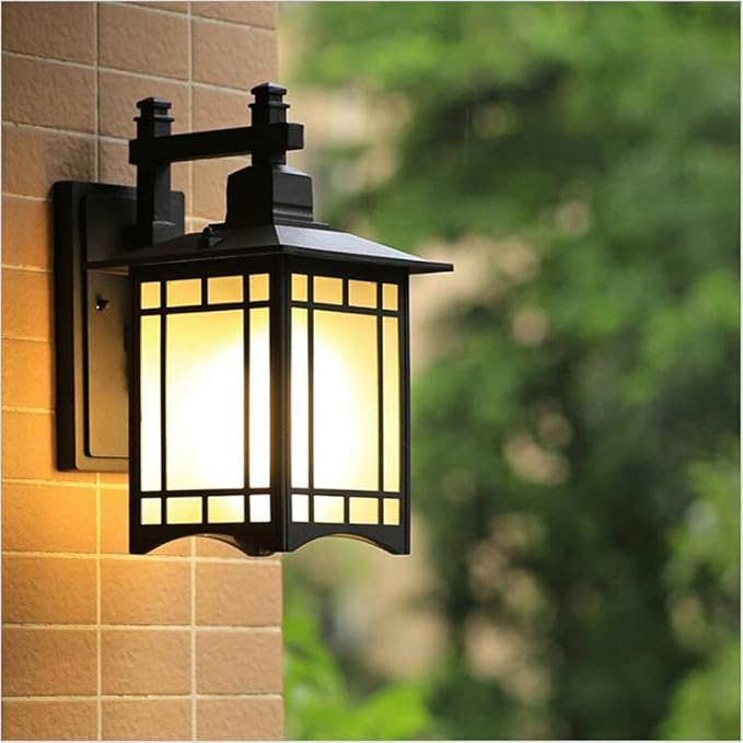 ATC® Outdoor Wall Sconce Single-Light Aluminum Material Wall Lantern with Frosted Glass Panels Waterproof Square Wall Lamp for Porch Deck Patio Balcony