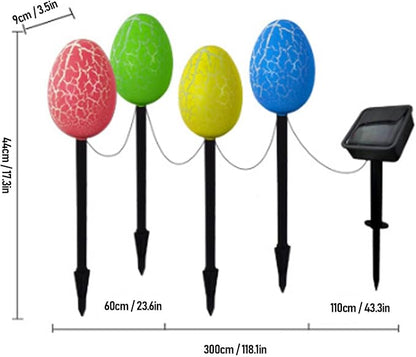 Solar Garden Decor 4 Crack Eggs Outdoor Decor Stake Lights, Water Proof Solar Pathway Lights for Outside Yard Lawn Flower Bed Easter Decorations
