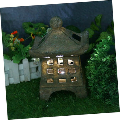NUOBESTY Solar Outdoor Pagoda Light Waterproof Resin Garden Decoration 2-Pack Solar Pathway Lights for Landscape and Patio Japanese Style Statue LED Lighting