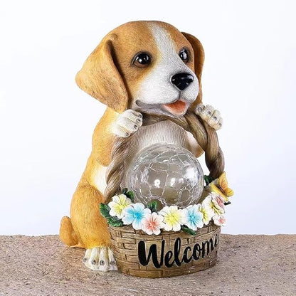 Solar Outdoor Lights, Puppy Statue Garden Lights, Resin Decorative Lights for Yard, Pathways, Landscape Lighting, Solar Spot Lights Outdoor, Solar Security Lights, Garden Statues, Cute Stuff