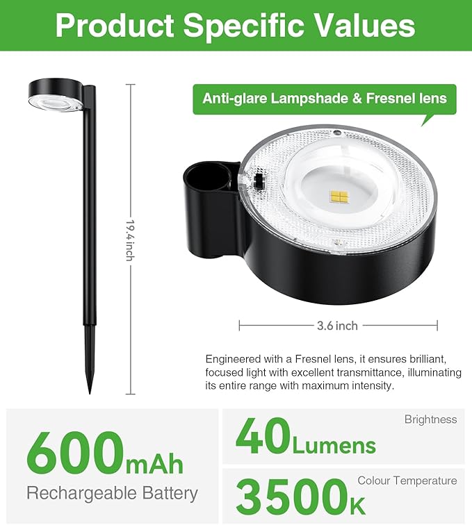 Solar Pathway Lights Outdoor, 4 Pack Waterproof Path Light with Bigger LED Spot Lens，Bright Up to 15 Hrs Pathway Light for Walkway Driveway Yard Garden Patio