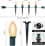 C9 Christmas String Lights Outdoor - 38FT Marker Stake Lights with 25 Clear LED Bulbs and 25 Stakes, Connectable | Lumora