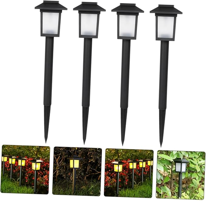 POPETPOP 4pcs Solar Garden Lights Led Outdoor Landscape Lamps Easy to Install Solar Energy Lighting for Patio and Pathway Decor