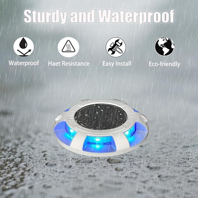 6 Pack Solar Driveway/Solar Deck Marine/ LEDs Dock Lights Solar Powered Warning Step Light Outdoor Waterproof with | Lumora