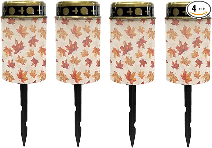Autumn Maple Leaves Solar Lights Outdoor Waterproof Solar Garden Landscape Lighting for Outside Solar Stake Lights,Lantern Decoration for Yard Patio,Wall Light Auto On/Off