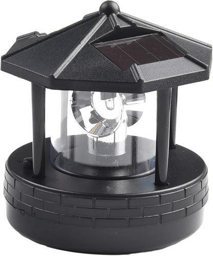 Solar Rotating Lighthouse Solar Powered Lighthouse Outdoor Lawn Light for Garden Yard Outdoor Decor(Black)