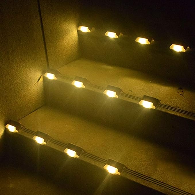 8 Pack Solar Deck Lights, Waterproof LED Solar Step Lights Warm White Light, Outdoor Fence Post Solar Lights for Stairs Fence Deck Garden Patio Yard Porch Step Pathway Decor