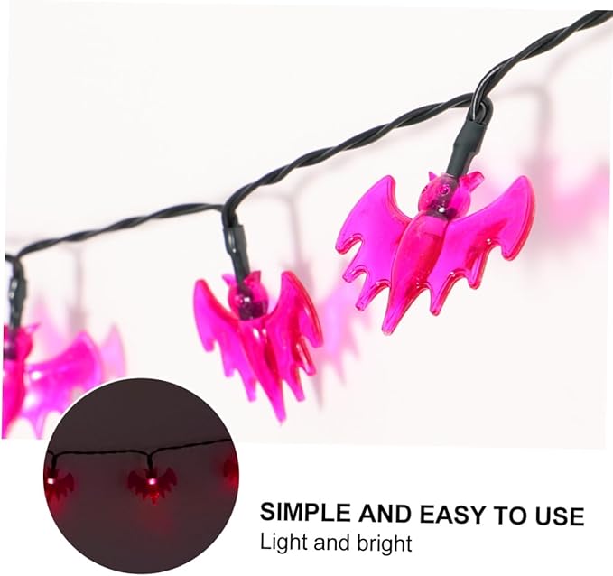 Garneck Solar Purple Bat String Lights Outdoor Decor for Halloween Parties Energy Saving Warm Light for Festive Atmosphere