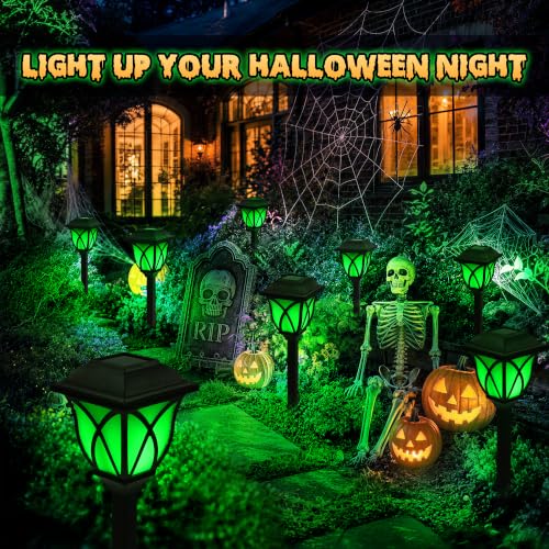 GIGALUMI Solar Halloween Lights Outdoor, LED Solar Pathway Lights 8 Pack