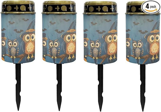 Halloween Owl Solar Garden Lights Outdoor Halloween Solar Walkway Lights,Pathway Lights Waterproof Solar Pathway Lights Halloween Solar Powered Fairy Lights for Home Path Kitchen