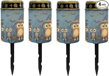 Halloween Owl Solar Garden Lights Outdoor Halloween Solar Walkway Lights,Pathway Lights Waterproof Solar Pathway Lights Halloween Solar Powered Fairy Lights for Home Path Kitchen