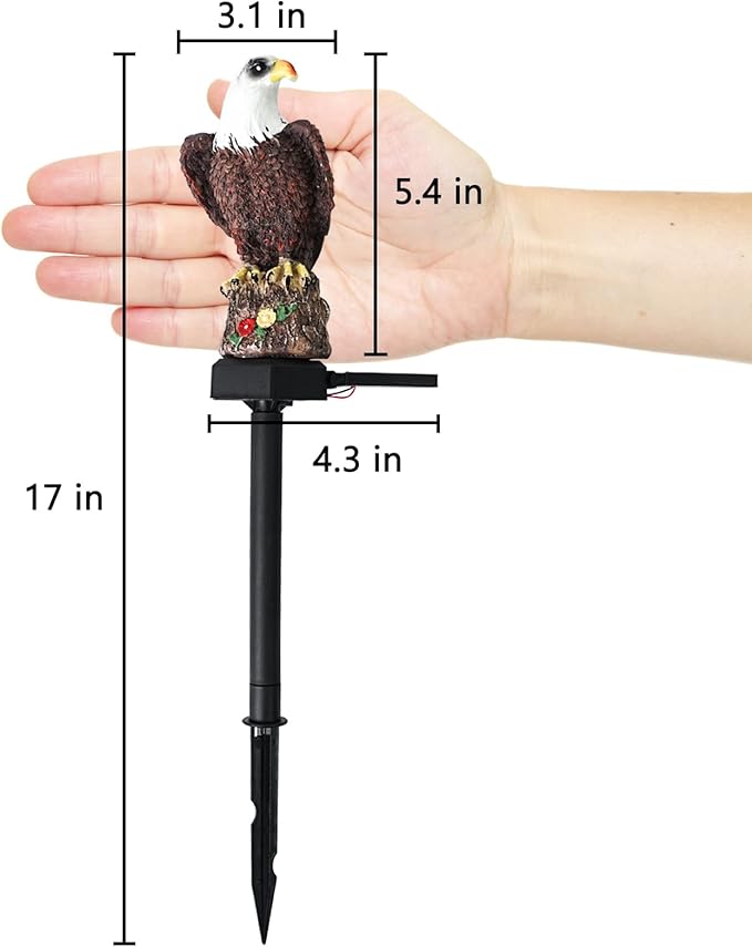 Luwint Solar Garden Statue, Small Bald Eagle Outdoor Solar Stake Light Decor for Garden Lawn Yard Decoration