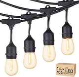 Svater Outdoor String Lights Led 105FT, Commercial Grade Patio Light with 1W Dimmable S14 Shatterproof Bulbs, ETL | Lumora
