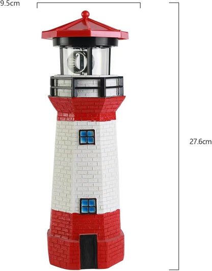 Red Solar Lighthouse, Rotating LED Lighthouse Decorative Lights, Courtyard Waterproof Landscape Lights, Outdoor Solar Lights Resin Crafts As Gifts for Friends.