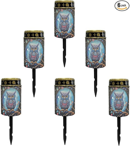 Galaxy Owl Outdoor Solar Lights for Yard Patio Landscape Lighting Solar Pathway Lights Warm White Solar Garden Stake Lights LED Solar Lantern Flameless Solar Powered Fairy Lights