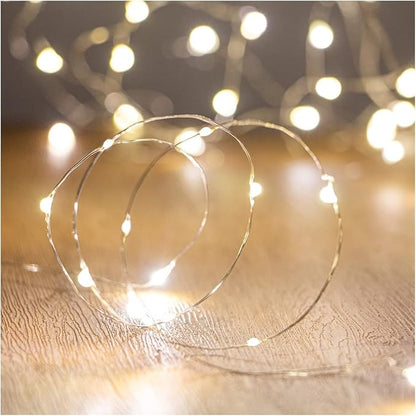 Waterproof LED Fairy String Lights - Battery Operated for Indoor & Outdoor Decoration, Wedding, Home Parties, Christmas & Holidays (Warm White, 32.8Ft)