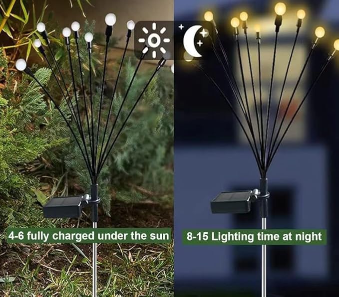 Solar Swaying Light, Outdoor Yard Patio Pathway Decoration, High Flexibility Iron Wire & Heavy Bulb Base, 2 Pack 16 LED (Warm-White)