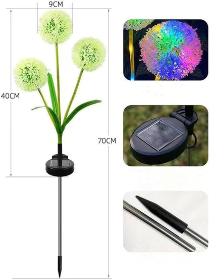 Solar Garden Lights Outdoor Decorative Glowing Dandelion Flower Lights for Outside Garden Decor Yard Patio Landscape Pathway Lawn Decorations (Color 3 Head*2)