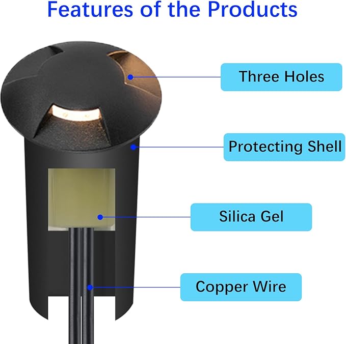 LED Outdoor In Ground Lights with Protecting Shell, Warm White Φ2.36in Low Voltage 12V DC IP67 Waterproof, Electric | Lumora