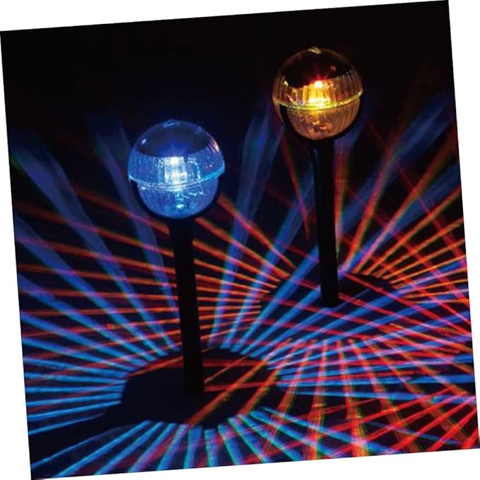 2pcs Solar Garden Lights Colorful LED Landscape Path Lights Outdoor Lawn Decor Plastic Solar-Powered Lamps for Patio and Yard