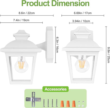 FUDESY Outdoor Wall Lantern, Exterior Waterproof Porch Light, Plastic Material Wall Sconce Light Fixture for Front Door, Garage, Patio, White, FDS746E26W (Bulb Included)