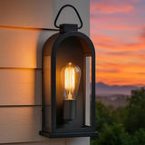 Vintage Outdoor Wall Light Fixture (1 Pcs) - Matte Black Porch Lantern/Exterior Wall Sconce, Glass Shade, Sturdy | Lumora
