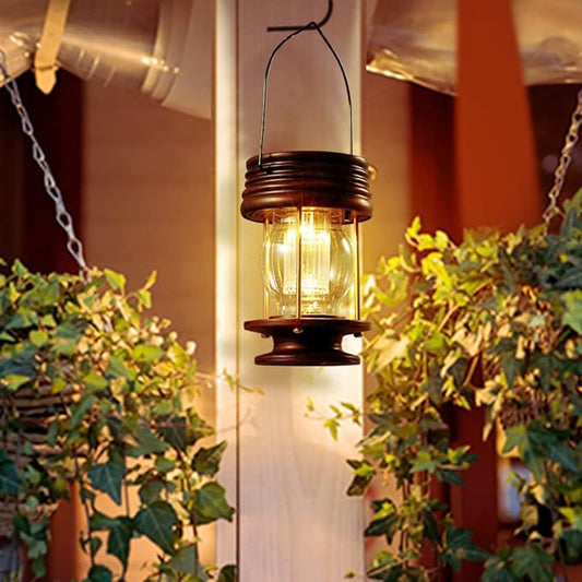 Hanging Solar Lights Outdoor - Solar Powered Waterproof Landscape Christmas Lanterns with Retro Design for Patio, Yard, Garden and Pathway Decoration (Warm Light) (1, 5.5")